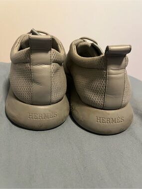 Hermes Men's Grey Slip-On Knit Sneakers